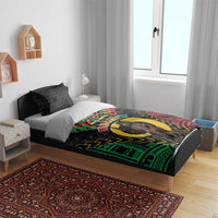 Vanuatu 45th Anniversary Independence Day Bedding Set Melanesian Warrior With Sand Drawing Pattern LT05 - Polynesian Pride