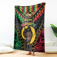Vanuatu 45th Anniversary Independence Day Blanket Melanesian Warrior With Sand Drawing Pattern LT05 - Polynesian Pride