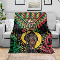 Vanuatu 45th Anniversary Independence Day Blanket Melanesian Warrior With Sand Drawing Pattern LT05 - Polynesian Pride