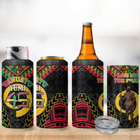 Vanuatu 45th Anniversary Independence Day 4 in 1 Can Cooler Tumbler Melanesian Warrior With Sand Drawing Pattern LT05