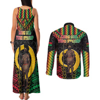 Vanuatu 45th Anniversary Independence Day Couples Matching Tank Maxi Dress and Long Sleeve Button Shirt Melanesian Warrior With Sand Drawing Pattern LT05 - Polynesian Pride
