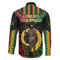 Vanuatu 46th Anniversary Independence Day Family Matching Off The Shoulder Long Sleeve Dress and Hawaiian Shirt Melanesian Warrior With Sand Drawing Pattern LT05 - Polynesian Pride