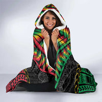 Vanuatu 45th Anniversary Independence Day Hooded Blanket Melanesian Warrior With Sand Drawing Pattern LT05 - Polynesian Pride