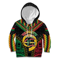 Vanuatu 46th Anniversary Independence Day Kid Hoodie Melanesian Warrior With Sand Drawing Pattern LT05 Hoodie Black - Polynesian Pride