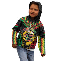 Vanuatu 46th Anniversary Independence Day Kid Hoodie Melanesian Warrior With Sand Drawing Pattern LT05 - Polynesian Pride