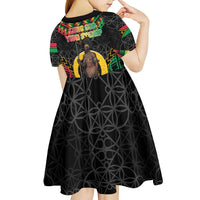 Vanuatu 45th Anniversary Independence Day Kid Short Sleeve Dress Melanesian Warrior With Sand Drawing Pattern LT05