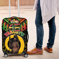 Vanuatu 46th Anniversary Independence Day Luggage Cover Melanesian Warrior With Sand Drawing Pattern LT05 Black - Polynesian Pride