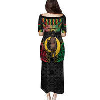 Vanuatu 45th Anniversary Independence Day Puletasi Melanesian Warrior With Sand Drawing Pattern LT05 - Polynesian Pride