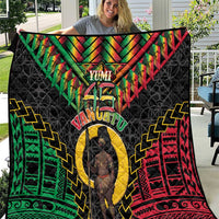 Vanuatu 46th Anniversary Independence Day Quilt Melanesian Warrior With Sand Drawing Pattern LT05 Black - Polynesian Pride