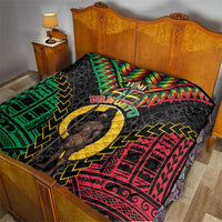 Vanuatu 46th Anniversary Independence Day Quilt Melanesian Warrior With Sand Drawing Pattern LT05 - Polynesian Pride