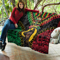 Vanuatu 46th Anniversary Independence Day Quilt Melanesian Warrior With Sand Drawing Pattern LT05 - Polynesian Pride