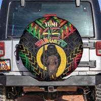 Vanuatu 45th Anniversary Independence Day Spare Tire Cover Melanesian Warrior With Sand Drawing Pattern LT05 Black - Polynesian Pride