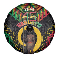 Vanuatu 45th Anniversary Independence Day Spare Tire Cover Melanesian Warrior With Sand Drawing Pattern LT05 - Polynesian Pride