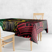 Vanuatu 45th Anniversary Independence Day Tablecloth Melanesian Warrior With Sand Drawing Pattern LT05 - Polynesian Pride