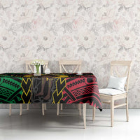 Vanuatu 45th Anniversary Independence Day Tablecloth Melanesian Warrior With Sand Drawing Pattern LT05 - Polynesian Pride