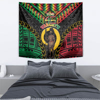 Vanuatu 46th Anniversary Independence Day Tapestry Melanesian Warrior With Sand Drawing Pattern LT05 - Polynesian Pride