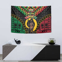 Vanuatu 45th Anniversary Independence Day Tapestry Melanesian Warrior With Sand Drawing Pattern LT05 - Polynesian Pride
