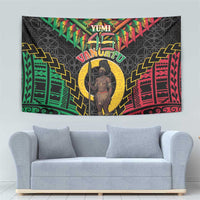 Vanuatu 45th Anniversary Independence Day Tapestry Melanesian Warrior With Sand Drawing Pattern LT05 - Polynesian Pride