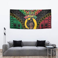 Vanuatu 46th Anniversary Independence Day Tapestry Melanesian Warrior With Sand Drawing Pattern LT05 - Polynesian Pride