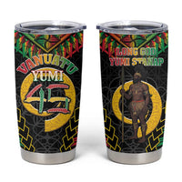 Vanuatu 45th Anniversary Independence Day Tumbler Cup Melanesian Warrior With Sand Drawing Pattern LT05