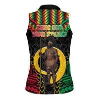 Vanuatu 46th Anniversary Independence Day Women Sleeveless Polo Shirt Melanesian Warrior With Sand Drawing Pattern LT05 - Polynesian Pride