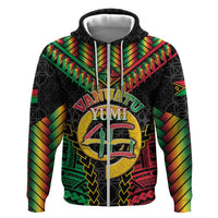 Vanuatu 46th Anniversary Independence Day Zip Hoodie Melanesian Warrior With Sand Drawing Pattern LT05 Zip Hoodie Black - Polynesian Pride
