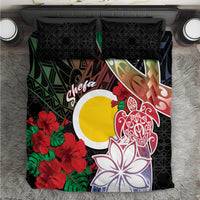 Vanuatu Shefa Day Bedding Set Floral Pattern LT05 Black - Polynesian Pride