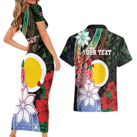 Personalised Vanuatu Shefa Day Couples Matching Short Sleeve Bodycon Dress and Hawaiian Shirt Floral Pattern LT05 - Polynesian Pride