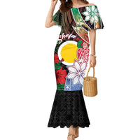 Personalised Vanuatu Shefa Day Mermaid Dress Floral Pattern LT05 Women Black - Polynesian Pride