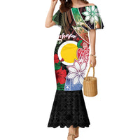 Personalised Vanuatu Shefa Day Mermaid Dress Floral Pattern LT05 Women Black - Polynesian Pride