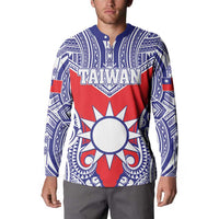 Personalised Taiwan Button Sweatshirt Austronesian Tribal Tattoo Red - Polynesian Pride