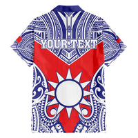 Personalised Taiwan Family Matching Off Shoulder Short Dress and Hawaiian Shirt Austronesian Tribal Tattoo Red - Polynesian Pride