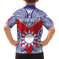 Personalised Taiwan Family Matching Short Sleeve Bodycon Dress and Hawaiian Shirt Austronesian Tribal Tattoo Red - Polynesian Pride