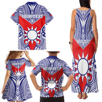 Personalised Taiwan Family Matching Tank Maxi Dress and Hawaiian Shirt Austronesian Tribal Tattoo Red - Polynesian Pride