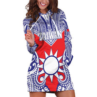 Personalised Taiwan Hoodie Dress Austronesian Tribal Tattoo Red - Polynesian Pride