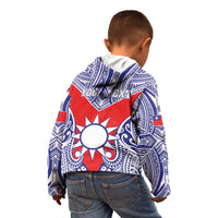 Personalised Taiwan Kid Hoodie Austronesian Tribal Tattoo Red LT05 - Polynesian Pride