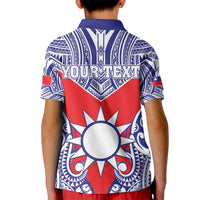 Personalised Taiwan Kid Polo Shirt Austronesian Tribal Tattoo Red - Polynesian Pride