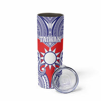Personalised Taiwan Skinny Tumbler Austronesian Tribal Tattoo Red - Polynesian Pride