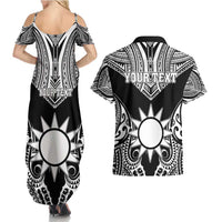 Personalised Taiwan Couples Matching Summer Maxi Dress and Hawaiian Shirt Austronesian Tribal Tattoo Black - Polynesian Pride