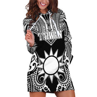 Personalised Taiwan Hoodie Dress Austronesian Tribal Tattoo Black - Polynesian Pride