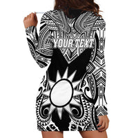 Personalised Taiwan Hoodie Dress Austronesian Tribal Tattoo Black - Polynesian Pride