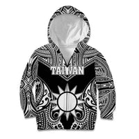 Personalised Taiwan Kid Hoodie Austronesian Tribal Tattoo Black LT05 Zip Hoodie Black - Polynesian Pride