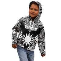 Personalised Taiwan Kid Hoodie Austronesian Tribal Tattoo Black LT05 - Polynesian Pride
