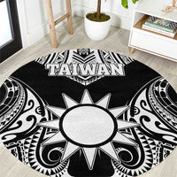 Taiwan Round Carpet Austronesian Tribal Tattoo Black - Polynesian Pride