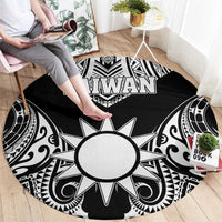 Taiwan Round Carpet Austronesian Tribal Tattoo Black - Polynesian Pride