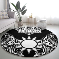 Taiwan Round Carpet Austronesian Tribal Tattoo Black - Polynesian Pride