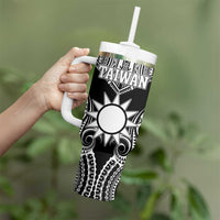 Personalised Taiwan Tumbler With Handle Austronesian Tribal Tattoo Black - Polynesian Pride