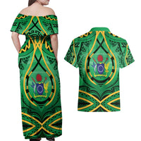 Cook Islands Constitution Day Couples Matching Off Shoulder Maxi Dress and Hawaiian Shirt 60th Anniversary - Polynesian Pride