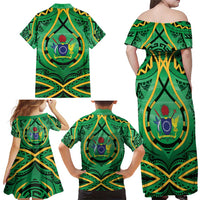 Cook Islands Constitution Day Family Matching Off Shoulder Maxi Dress and Hawaiian Shirt 60th Anniversary - Polynesian Pride