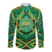 Cook Islands Constitution Day Long Sleeve Button Shirt 60th Anniversary - Polynesian Pride